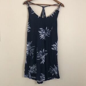 LASCANA tropical floral beaded racer back tank dress navy light blue coverup 8